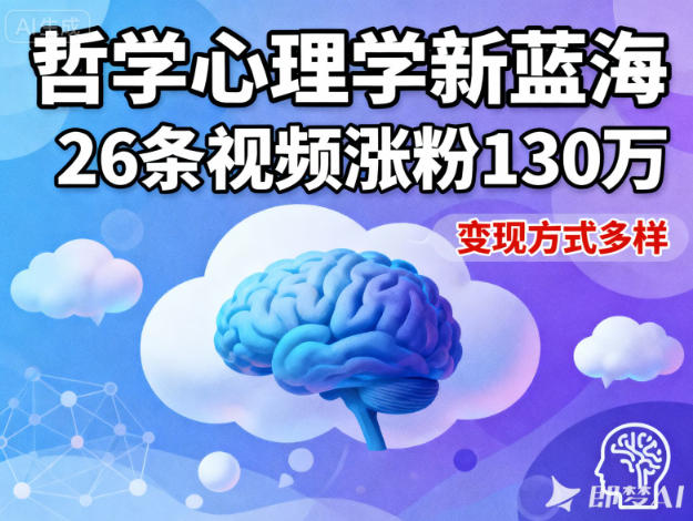 短視頻新藍海，哲學心理學賽道，26條視頻漲粉130W，變現方式多樣-遲之資源